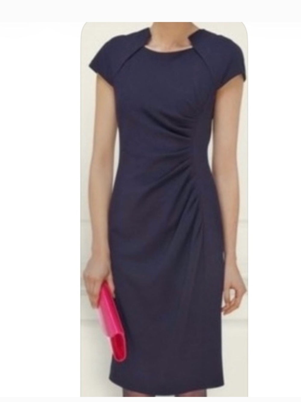 LK Bennett Navy Marina ruched Dress Kate Middleton Sz 12